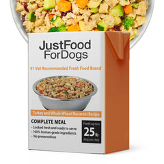 JustFoodForDogs Pantry Fresh bowl with turkey and whole-wheat macaroni for active dogs