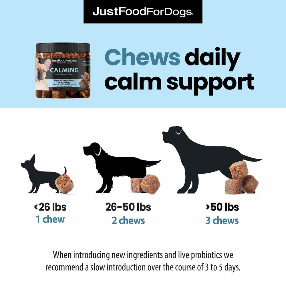 JustFoodForDogs soft chews easy-dosing close-up for convenient daily use.