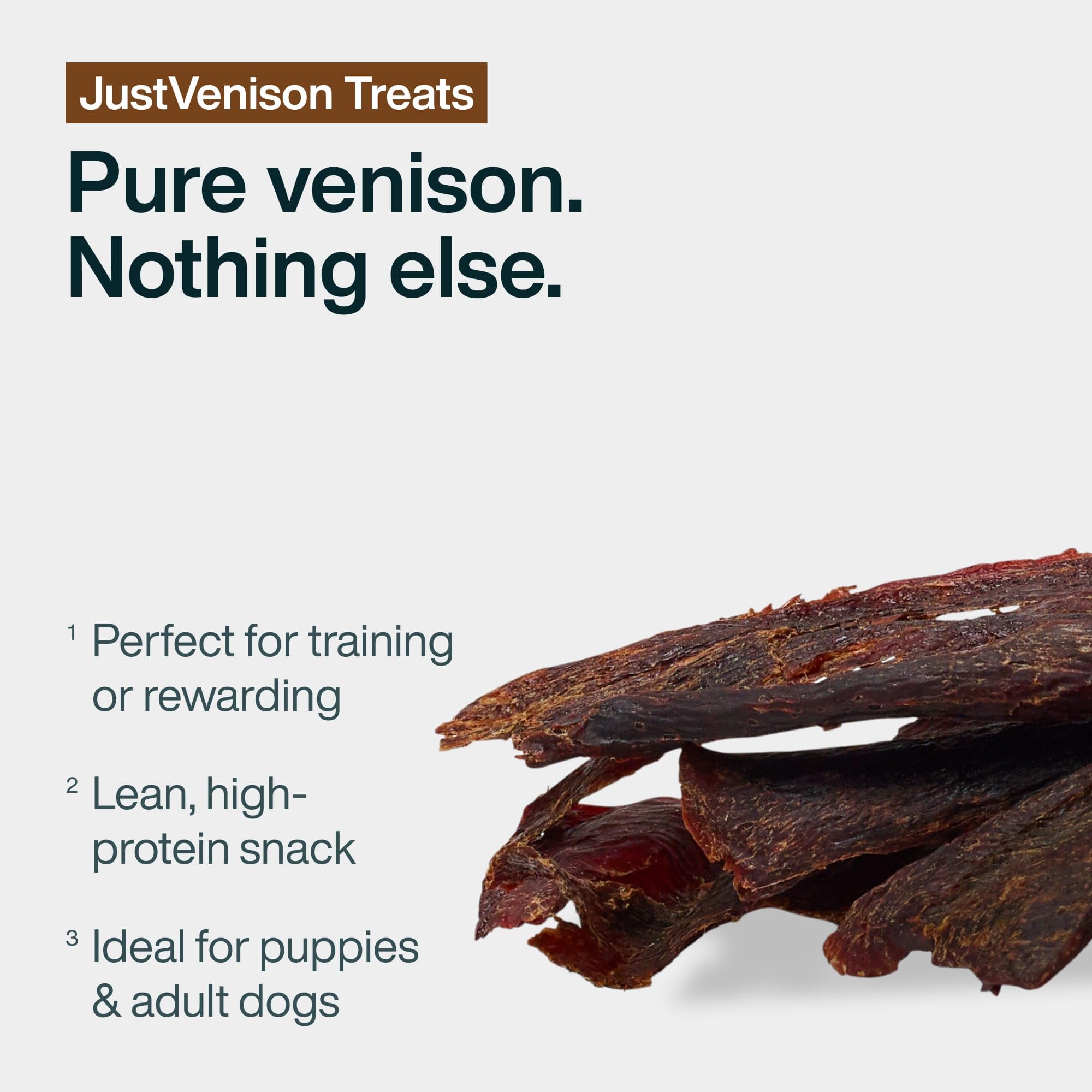 Venison Bark slices arranged for small rewards during training sessions.