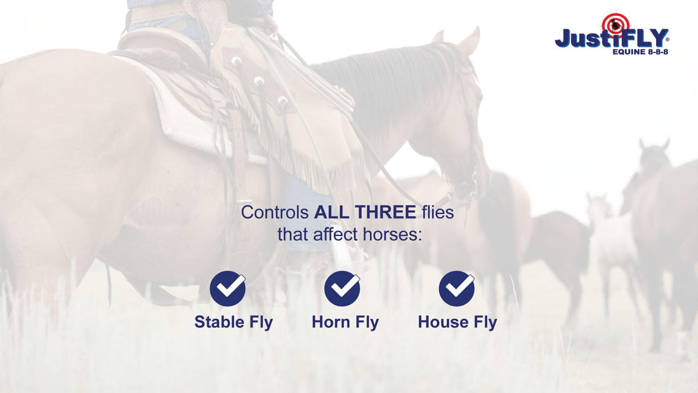 JustiFLY Equine dung-beetle-safe icon emphasizes environmental compatibility and beetle safety