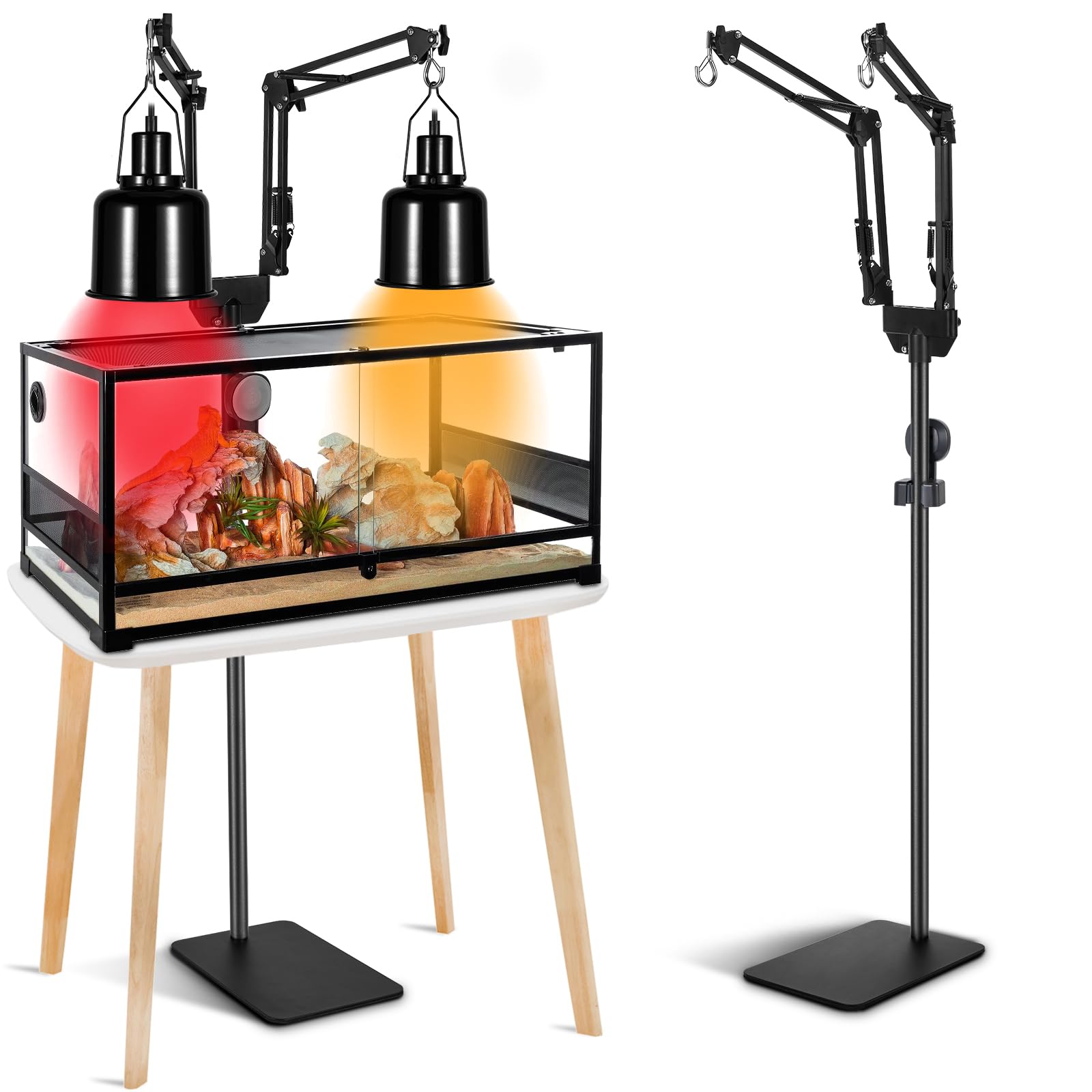 Juttilax dual heat lamp stand setup for balanced terrarium lighting