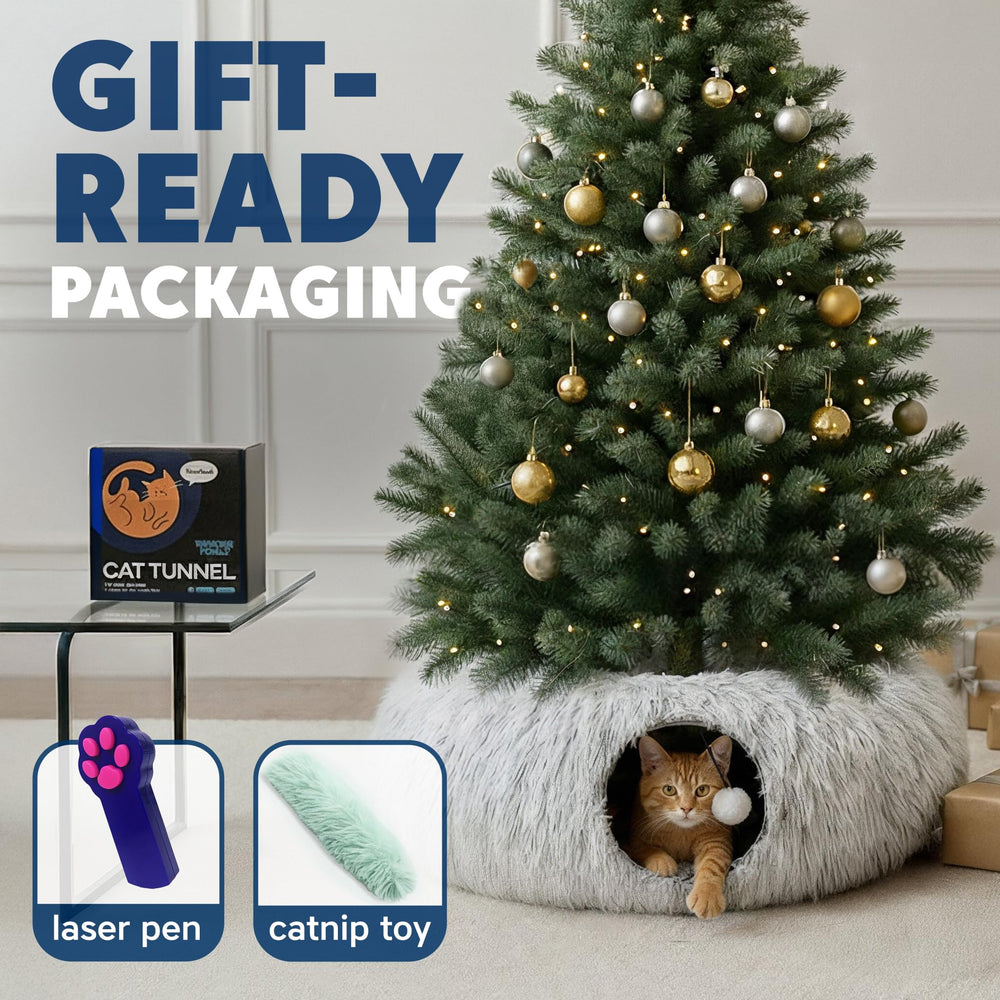 JUUAI Cat Donut Tunnel Bed gift-ready packaging complements festive gifting.