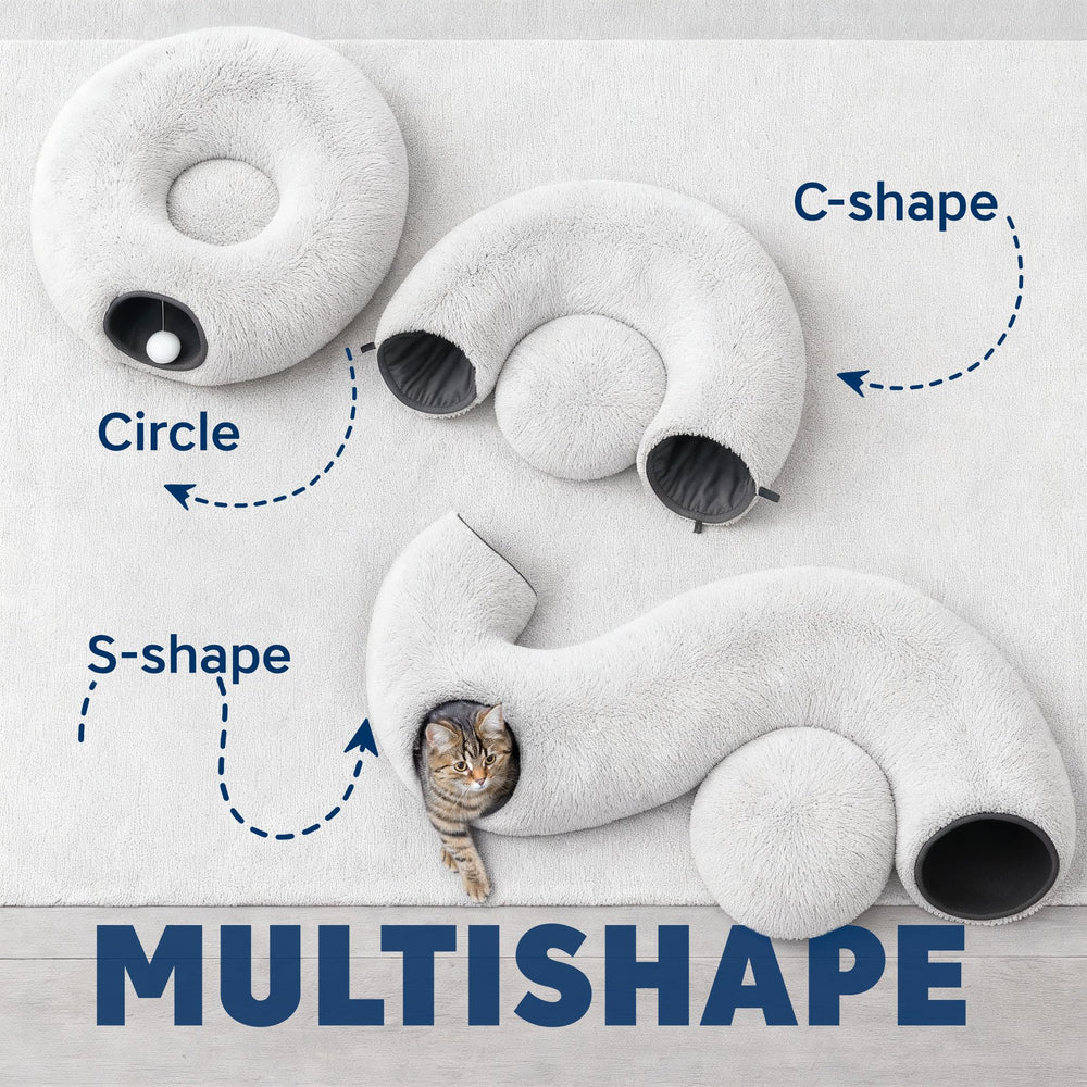 JUUAI Cat Donut Tunnel Bed plush texture provides soft, durable comfort.