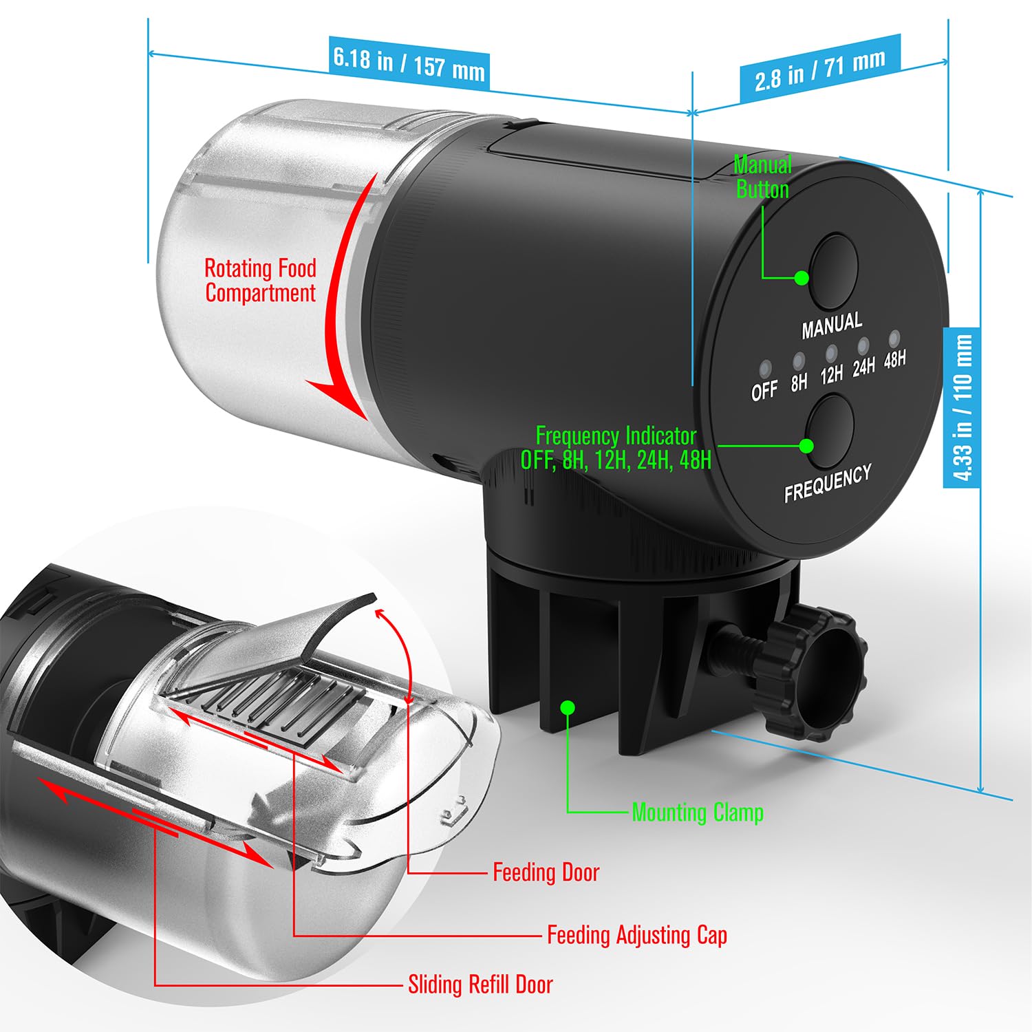 200ml capacity shown for fewer refills and longer intervals.