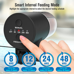 Battery compartment of the JuzPetz feeder highlighting long-lasting power.