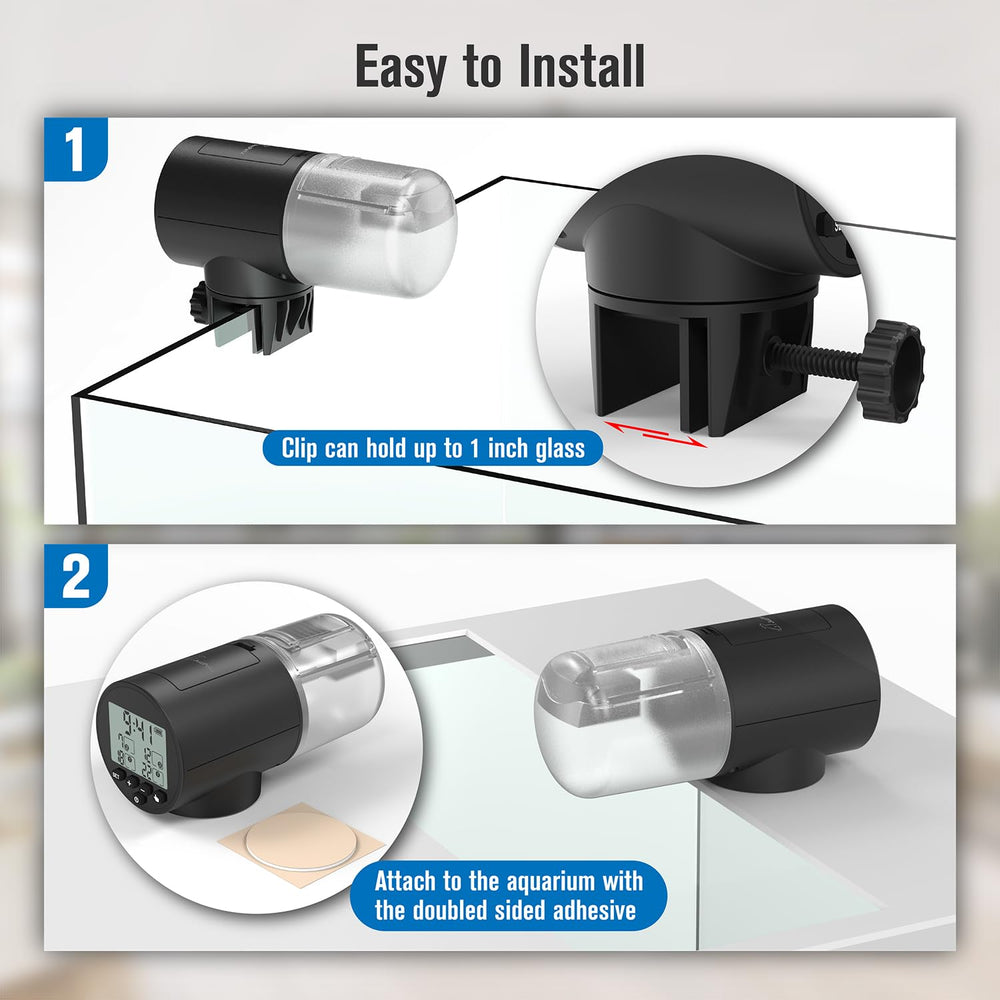 JuzPetz feeder mounted on tank cover for a sleek look and easy access.