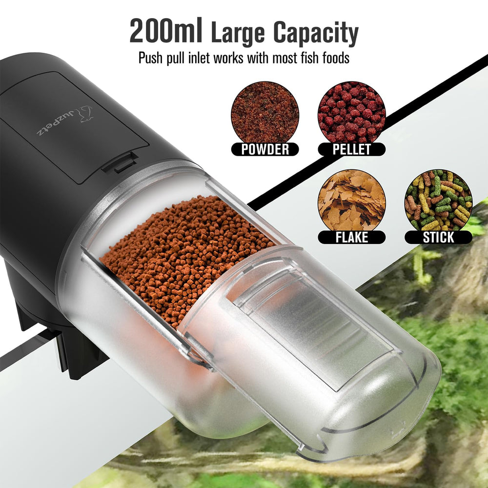 Versatile mounting options on glass or tank cover for flexible placement.