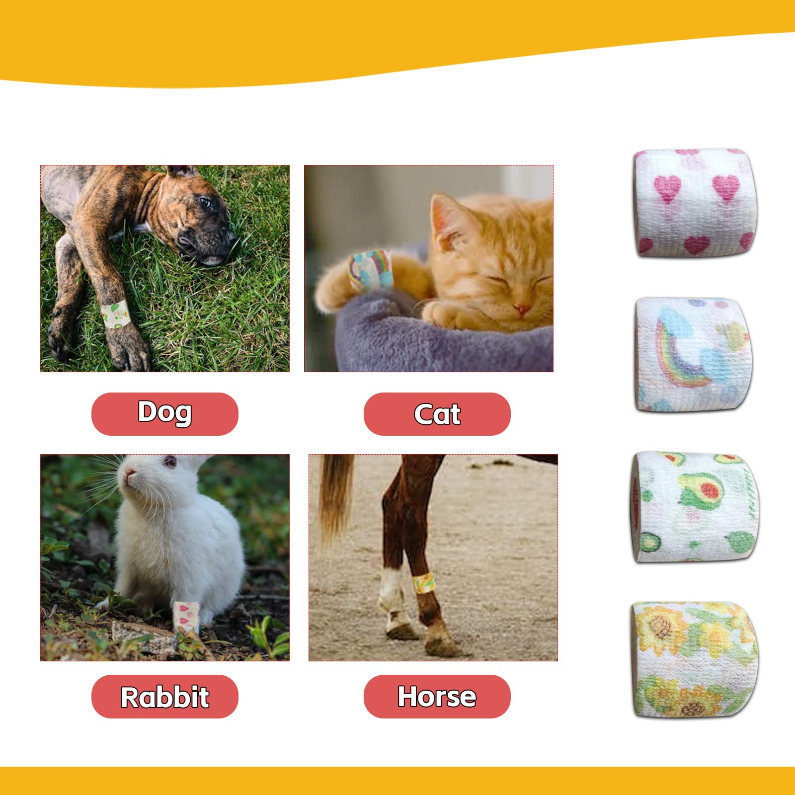 JVNZAM Vet Tape wrap animals design shields paws and joints during activity