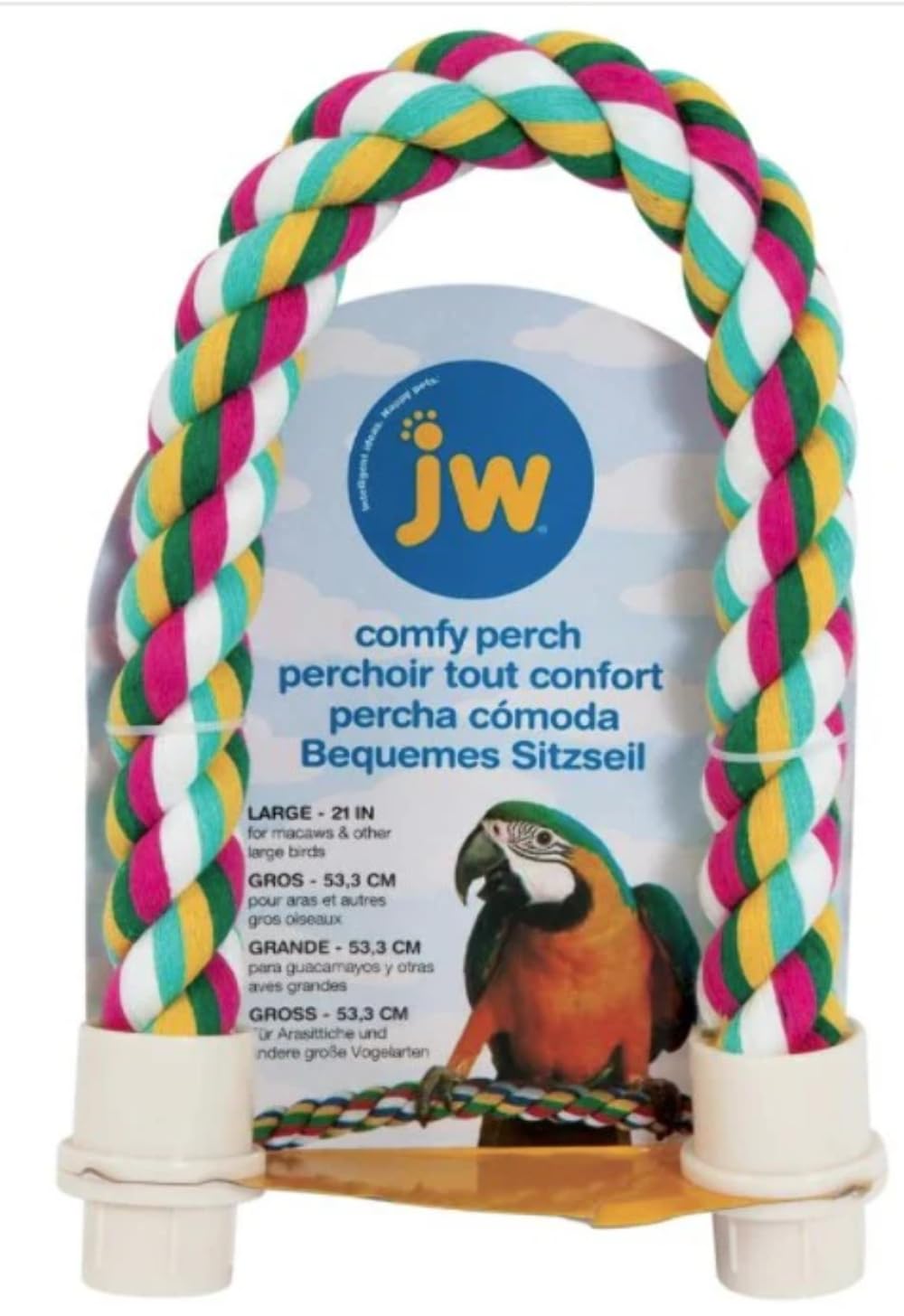 JW Pet Comfy Perch bends into shapes for varied perching and comfortable footing.