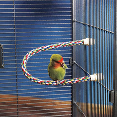 JW Pet Comfy Perch colorful rope design attracts birds and adds visual enrichment.