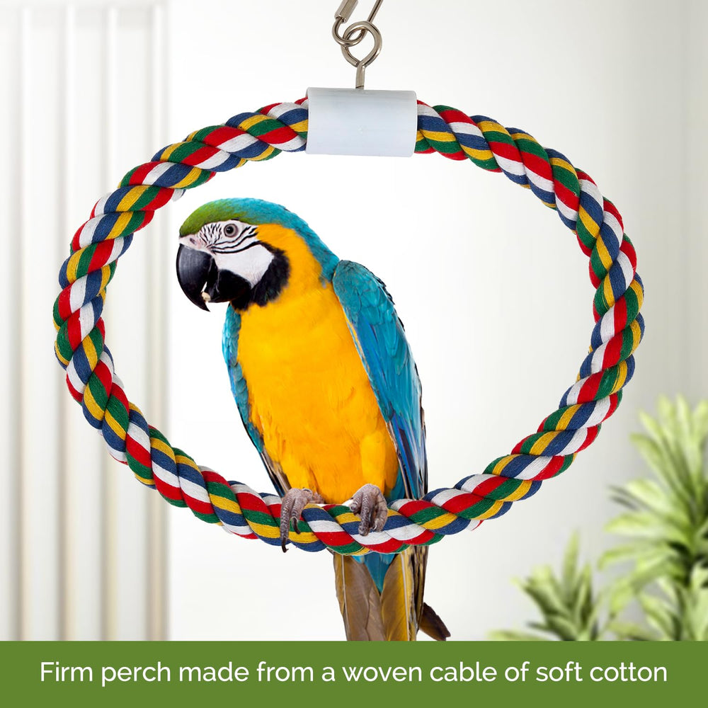 JW Pet Swing N' Perch Large on cage adds playful swing and gentle exercise opportunities.