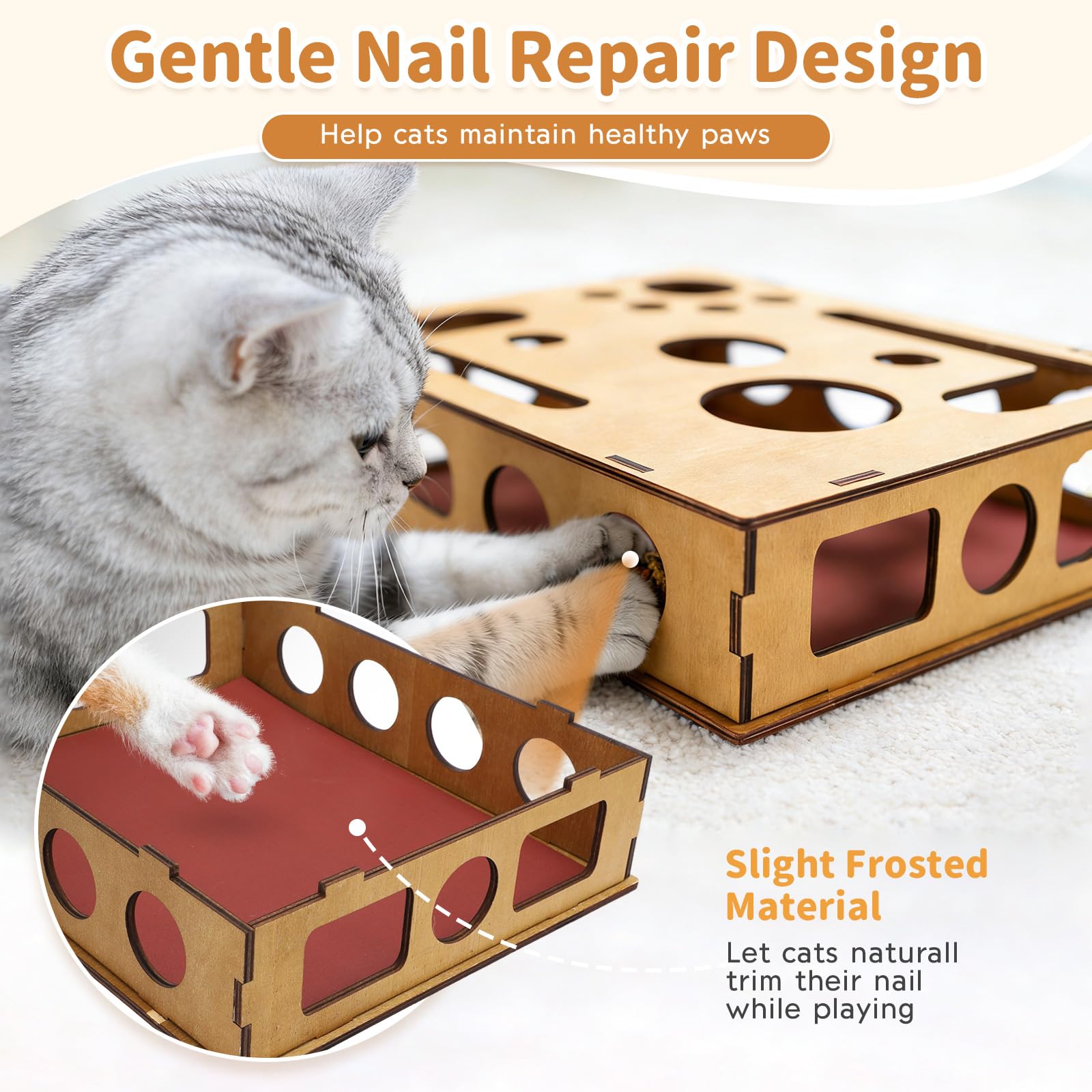 Jwtolp cat nail file scratch enrichment box features a scratch surface that files nails gently.