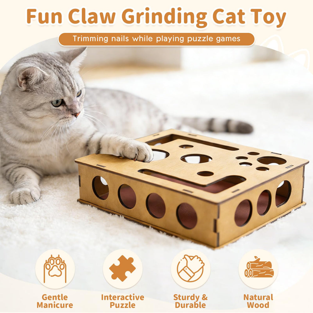 Jwtolp cat nail file scratch enrichment box provides a quieter grooming alternative through play.