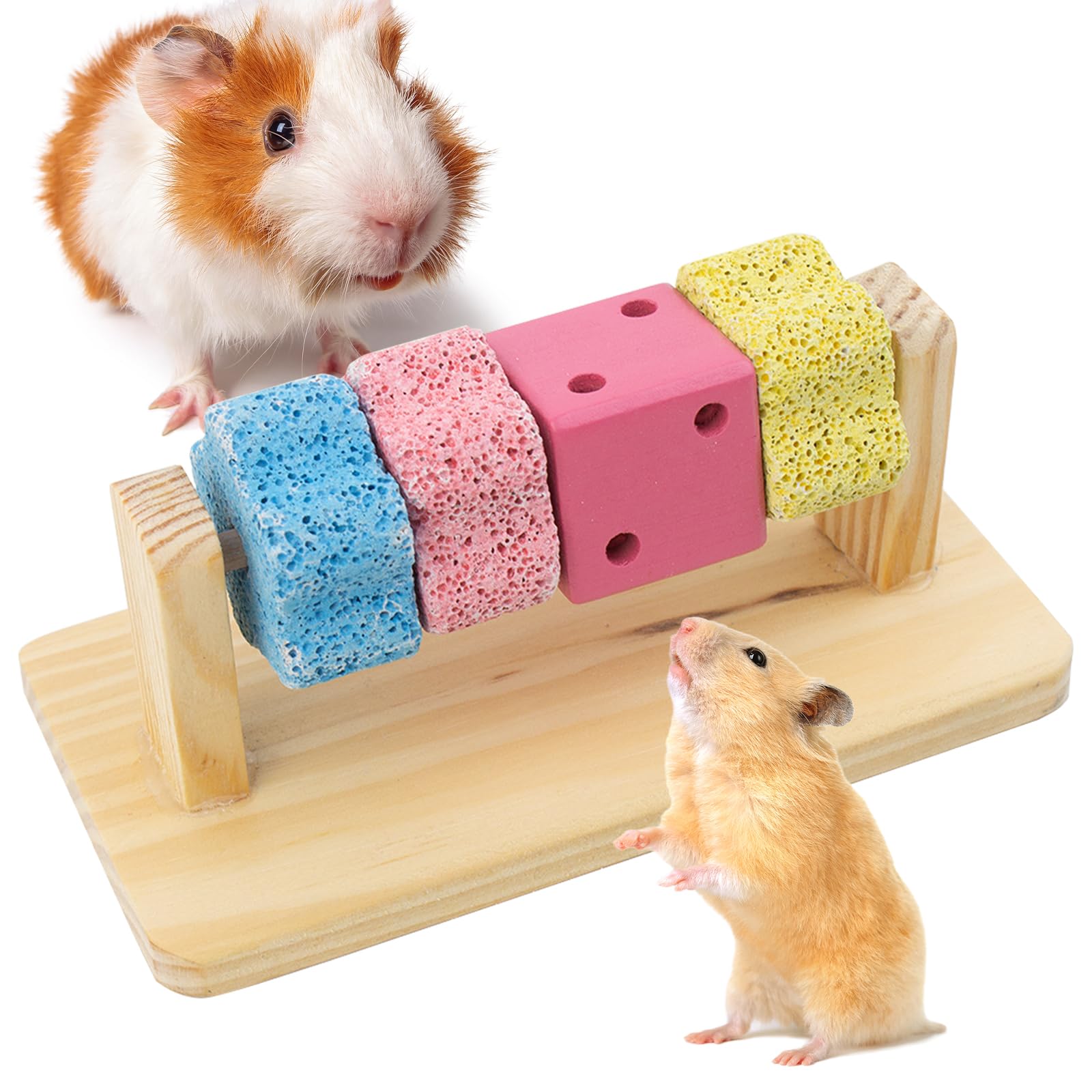 JWVGWV guinea pig chew toy for teeth with enrichment and spinning action promoting dental exercise.