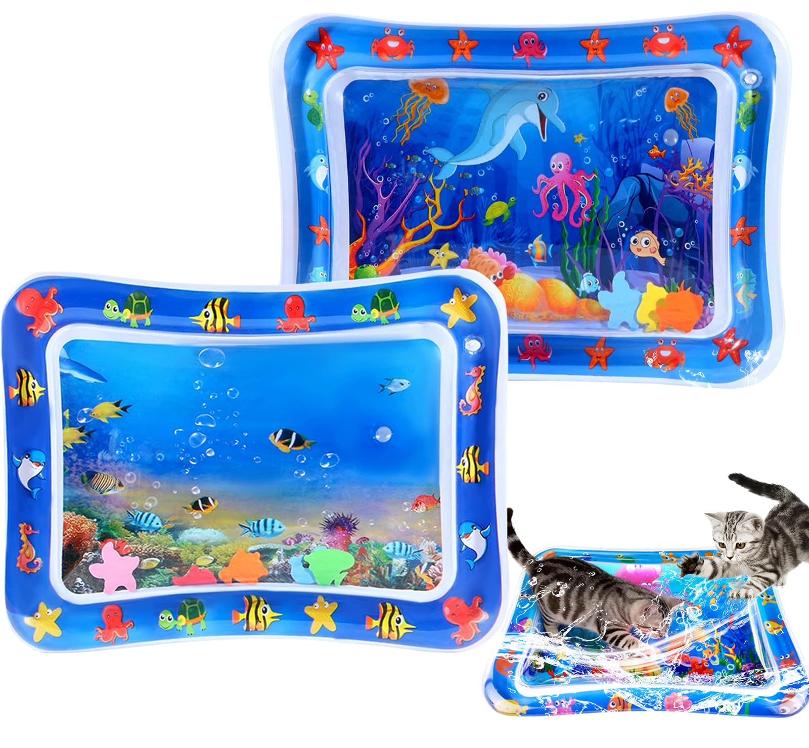 JWVGWV water mat with floating fish pattern boosts indoor cat enrichment