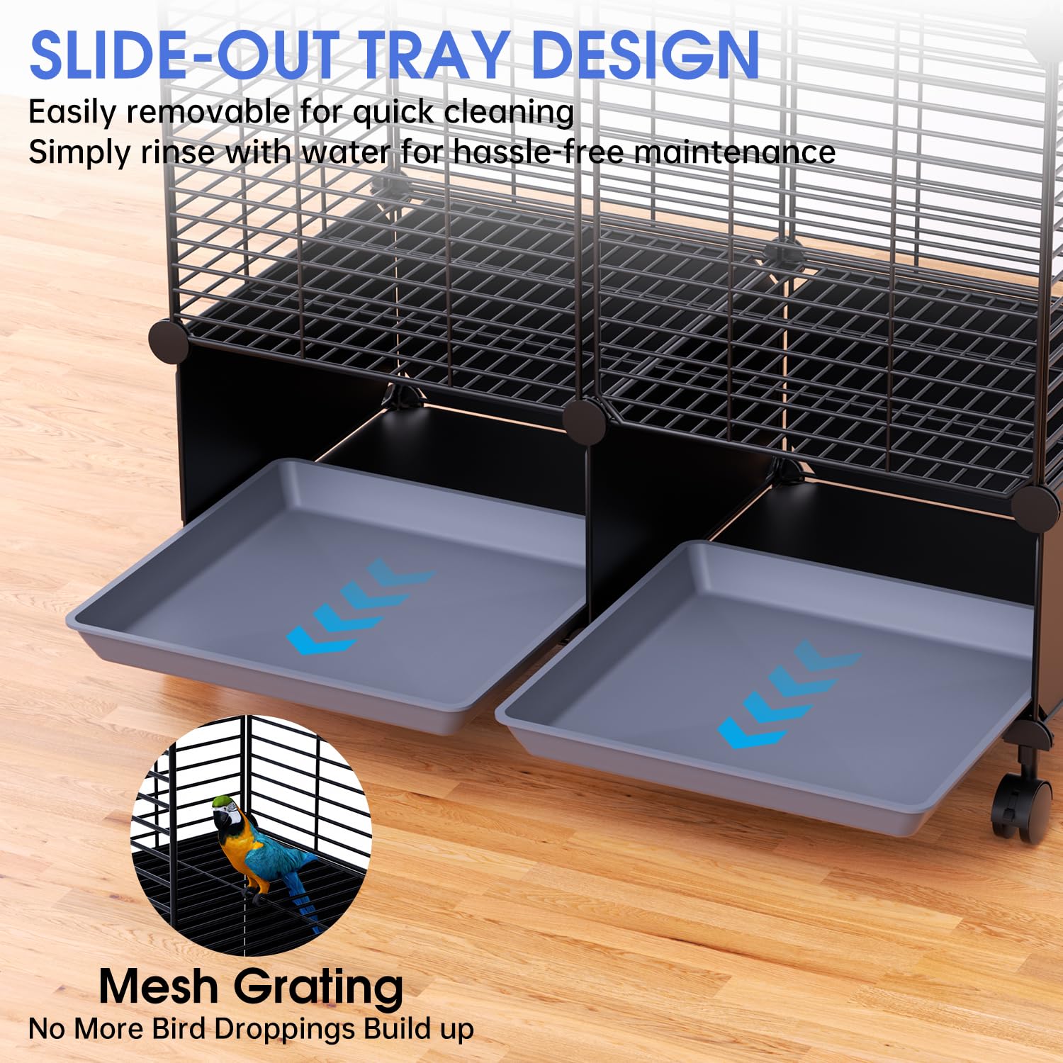 JYEARN Flight Cage bowls and accessories supporting quick, tidy feeding