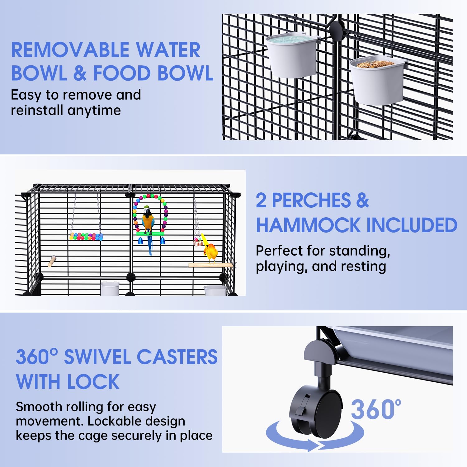JYEARN Flight Cage perches and toys enriching daily bird activity