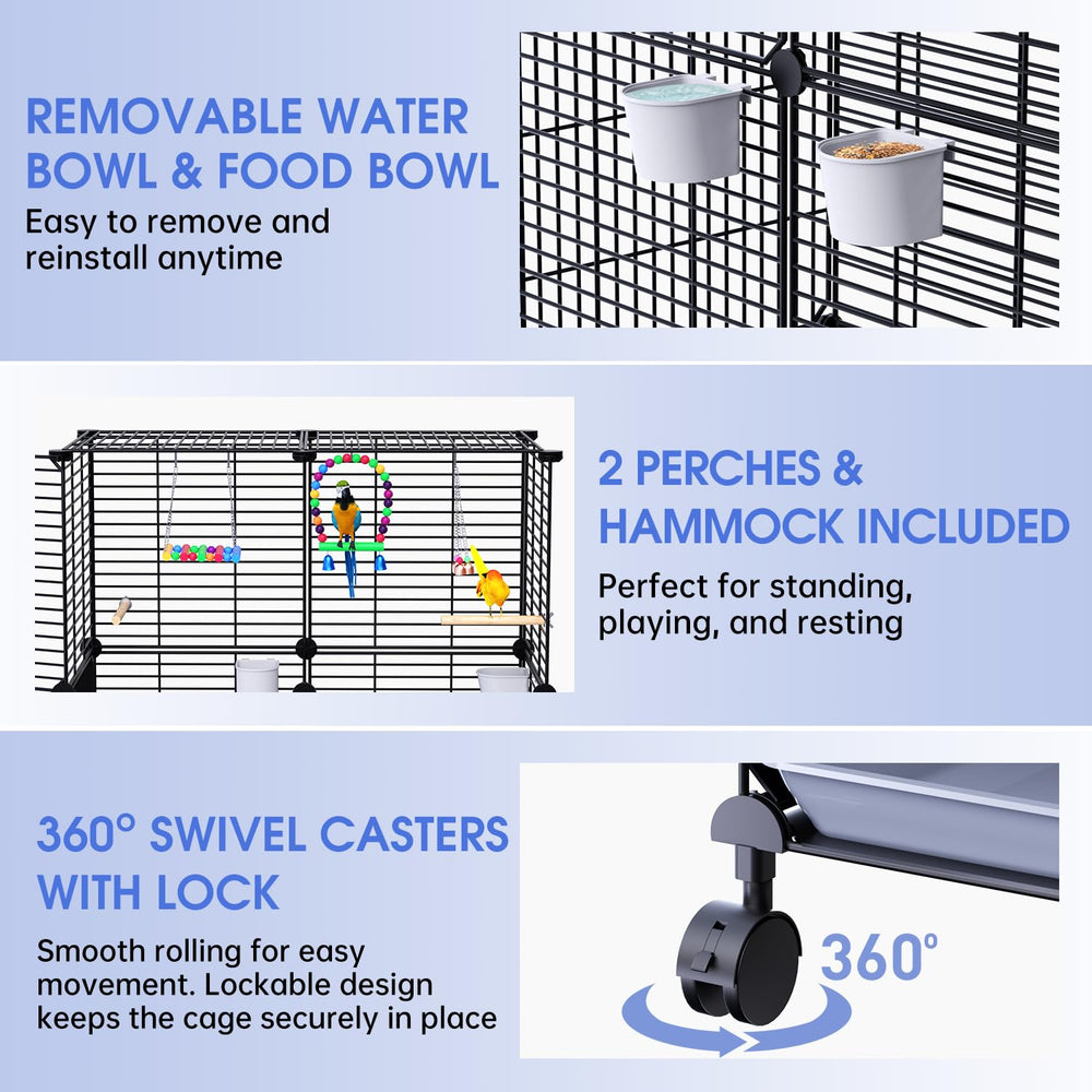 JYEARN Flight Cage perches and toys enriching daily bird activity
