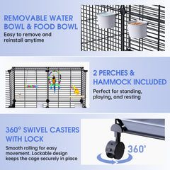 JYEARN Flight Cage perches and toys enriching daily bird activity