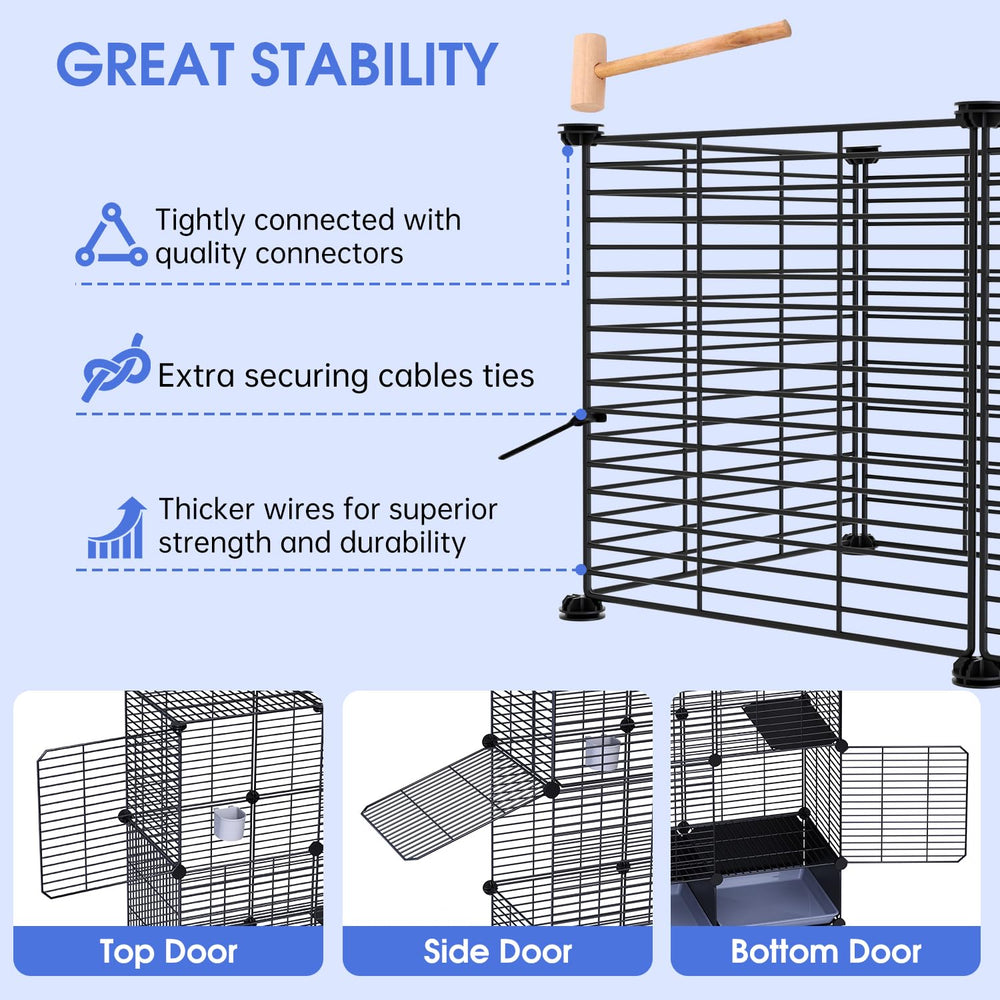 JYEARN Flight Cage slide-out trays simplifying daily cleaning and maintenance