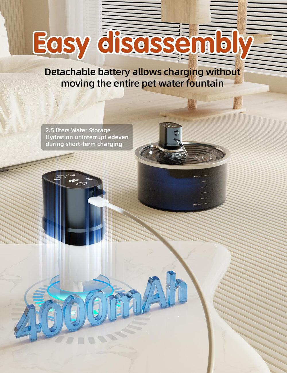 Jzla Pro 4000mAh battery enables cordless operation and flexible placement