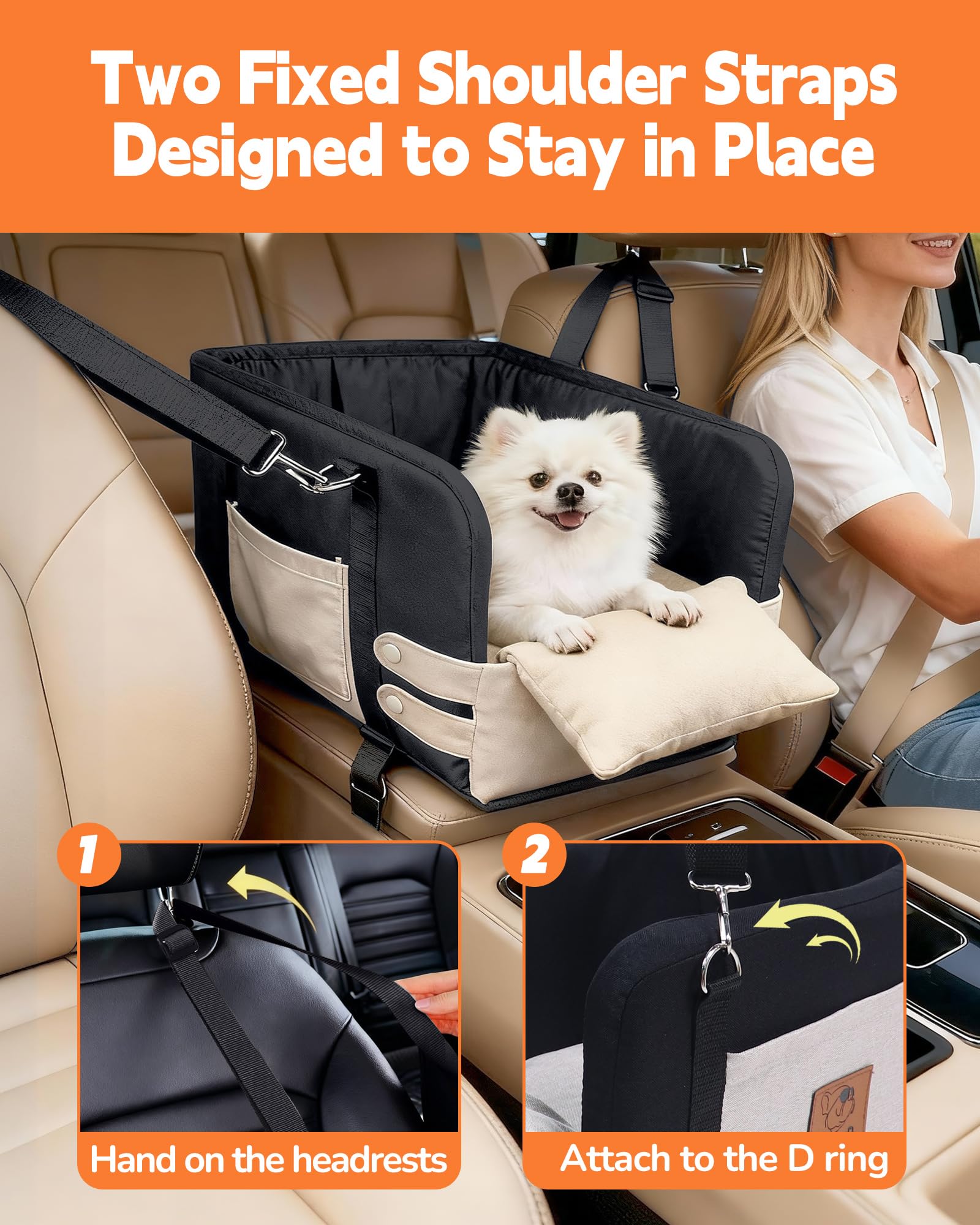 JZXOIVA Console Dog Seat side install demonstrates secure placement
