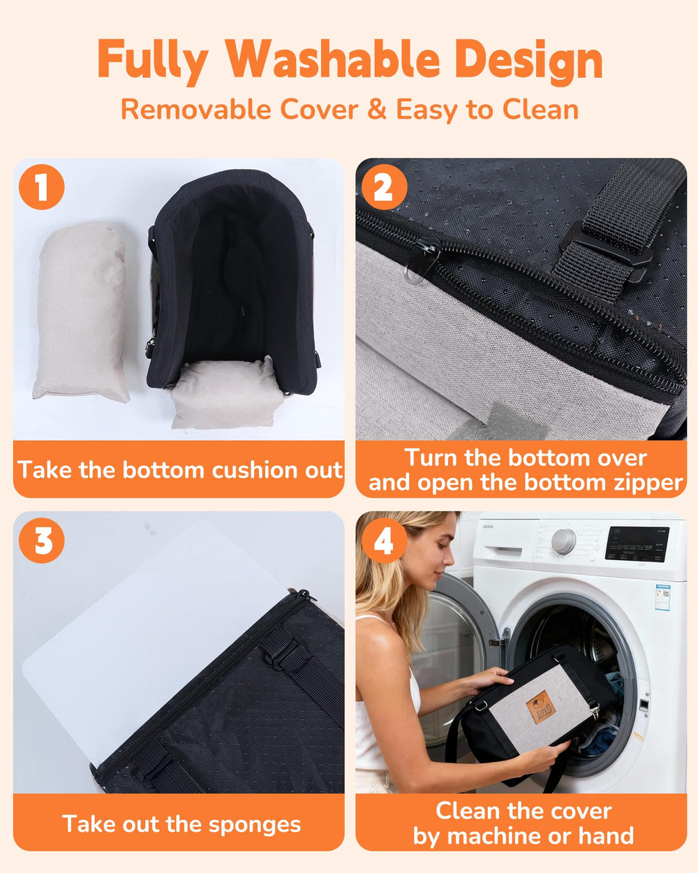 JZXOIVA Console Dog Seat washable cover with quick-dry liner