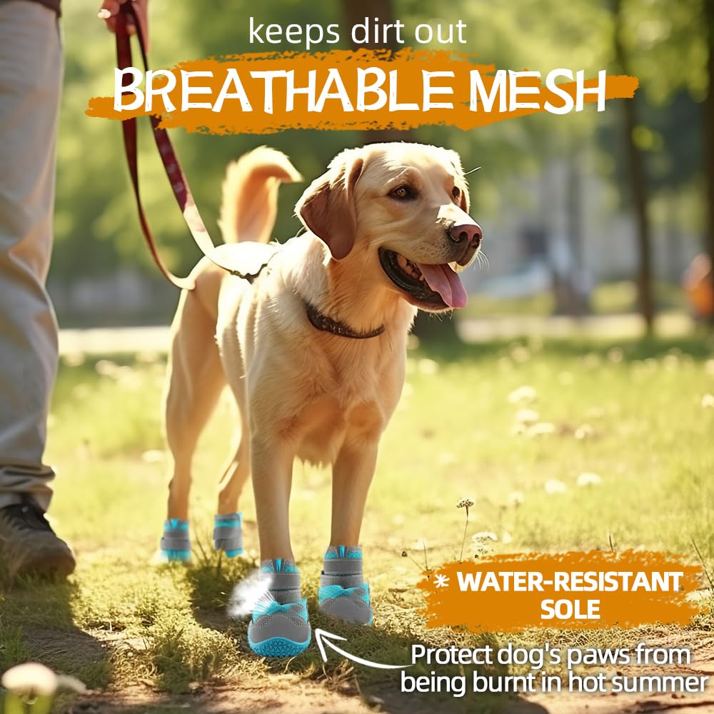 JZXOIVA dog boots with reflective strips for safety during night walks.