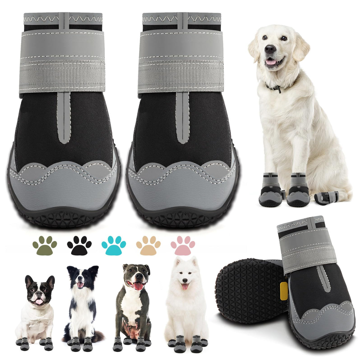 JZXOIVA dog boots with size chart for accurate fit.
