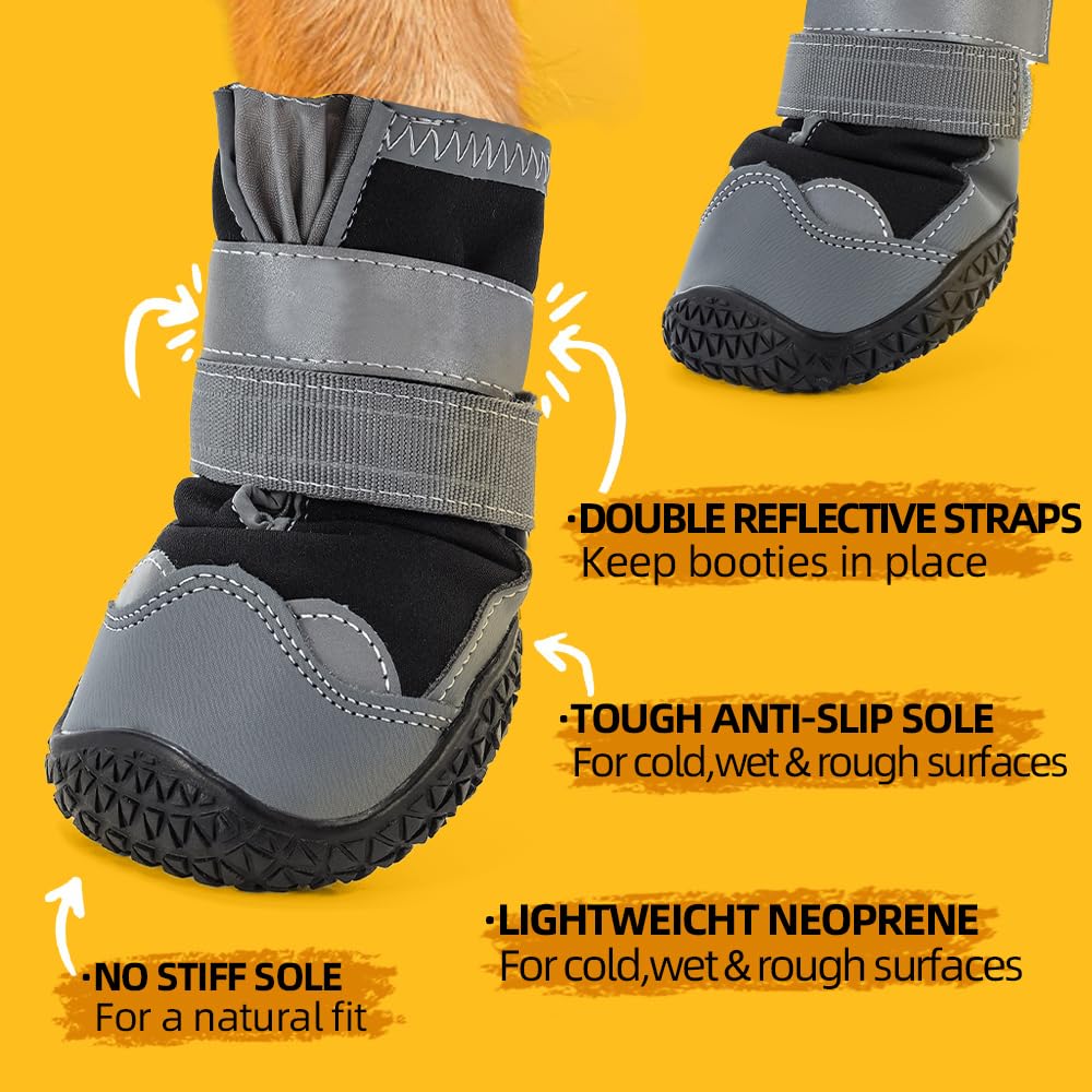 JZXOIVA winter boots protect paws from snow and ice.