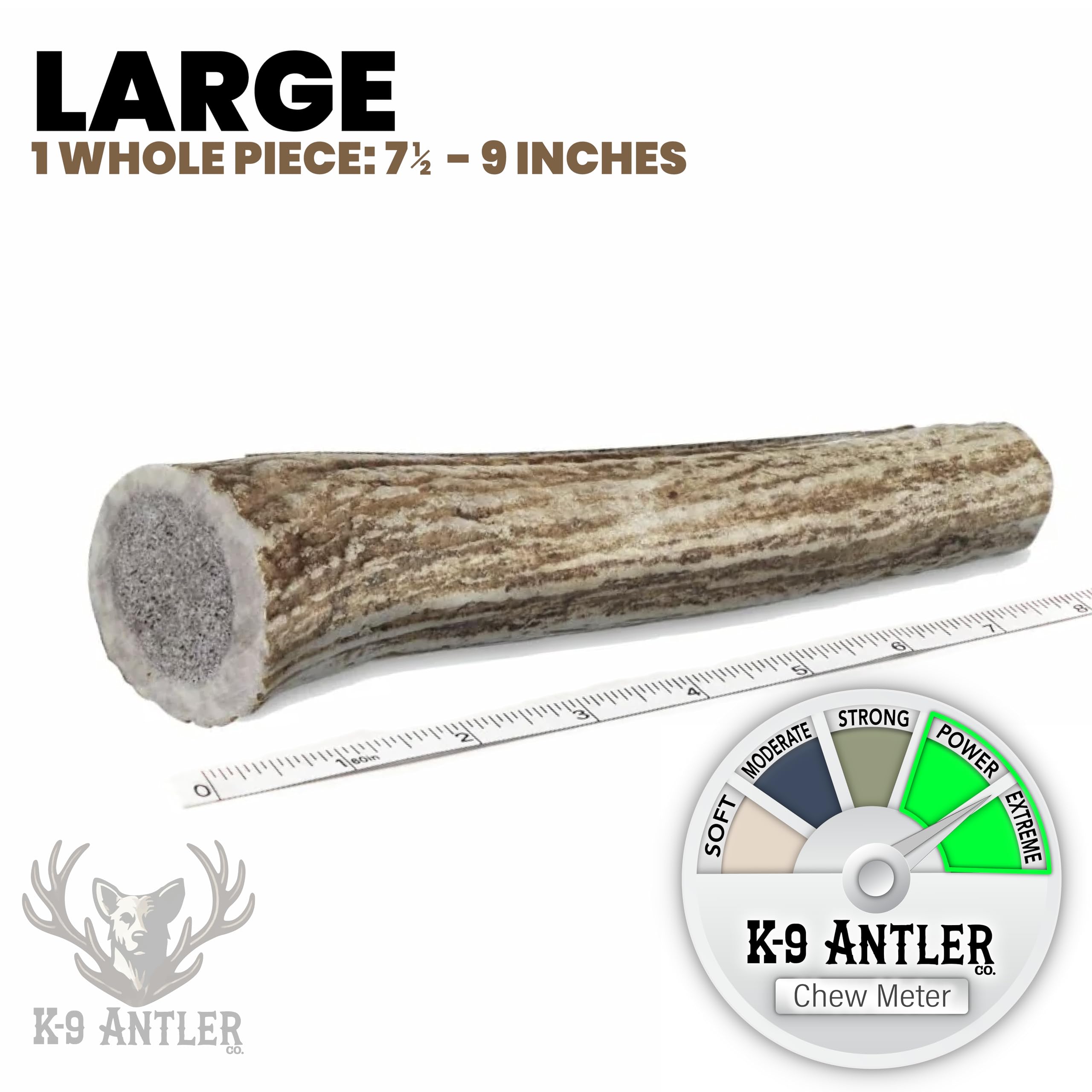 K-9 Antler Co. elk antler marrow-sealed close-up showing durable interior for chewing