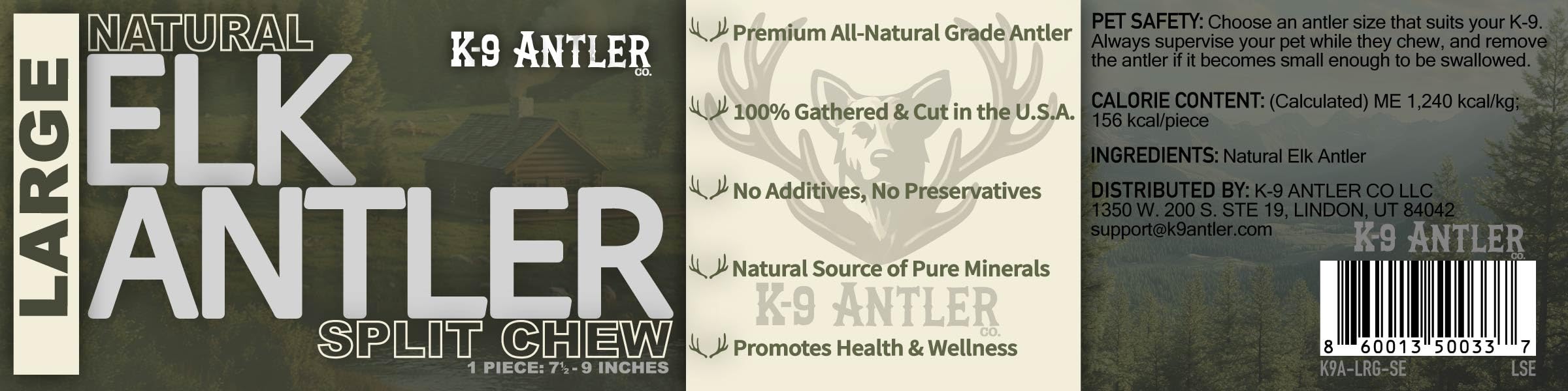 K-9 Antler Co. elk antlers large split long-lasting natural chew.