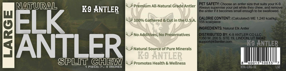 K-9 Antler Co. elk antlers large split long-lasting natural chew.
