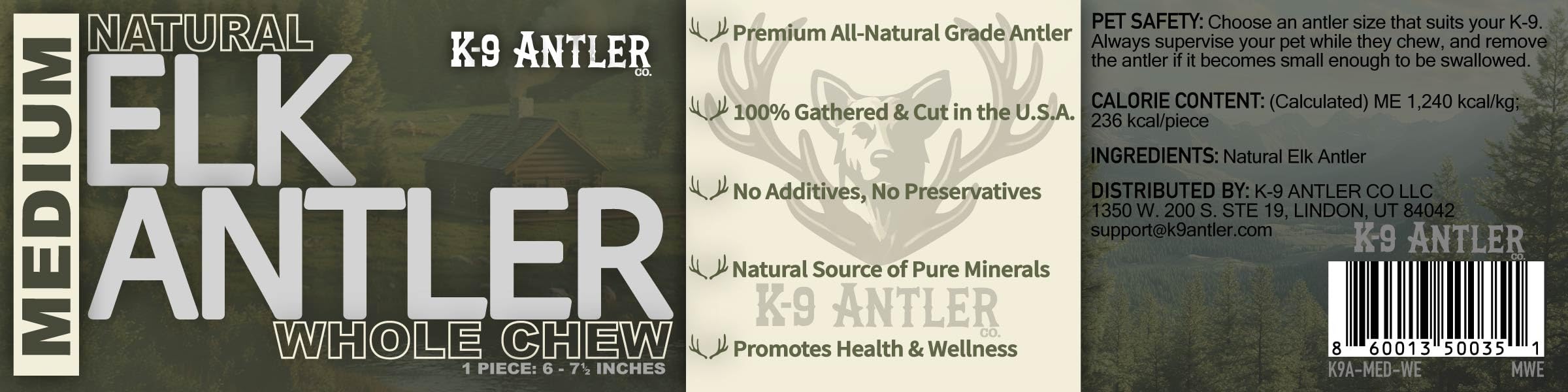 K-9 Antler Co. long-lasting durable chew for aggressive chewers.