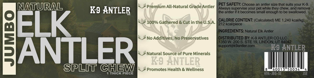 K-9 Antler Co. USA sourced elk antlers ready for supervised chewing