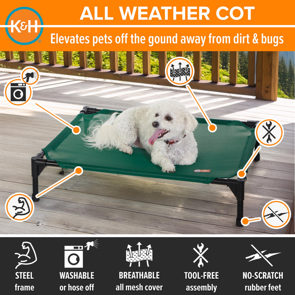 K&H bed shows breathable mesh panel providing balanced support for joints.