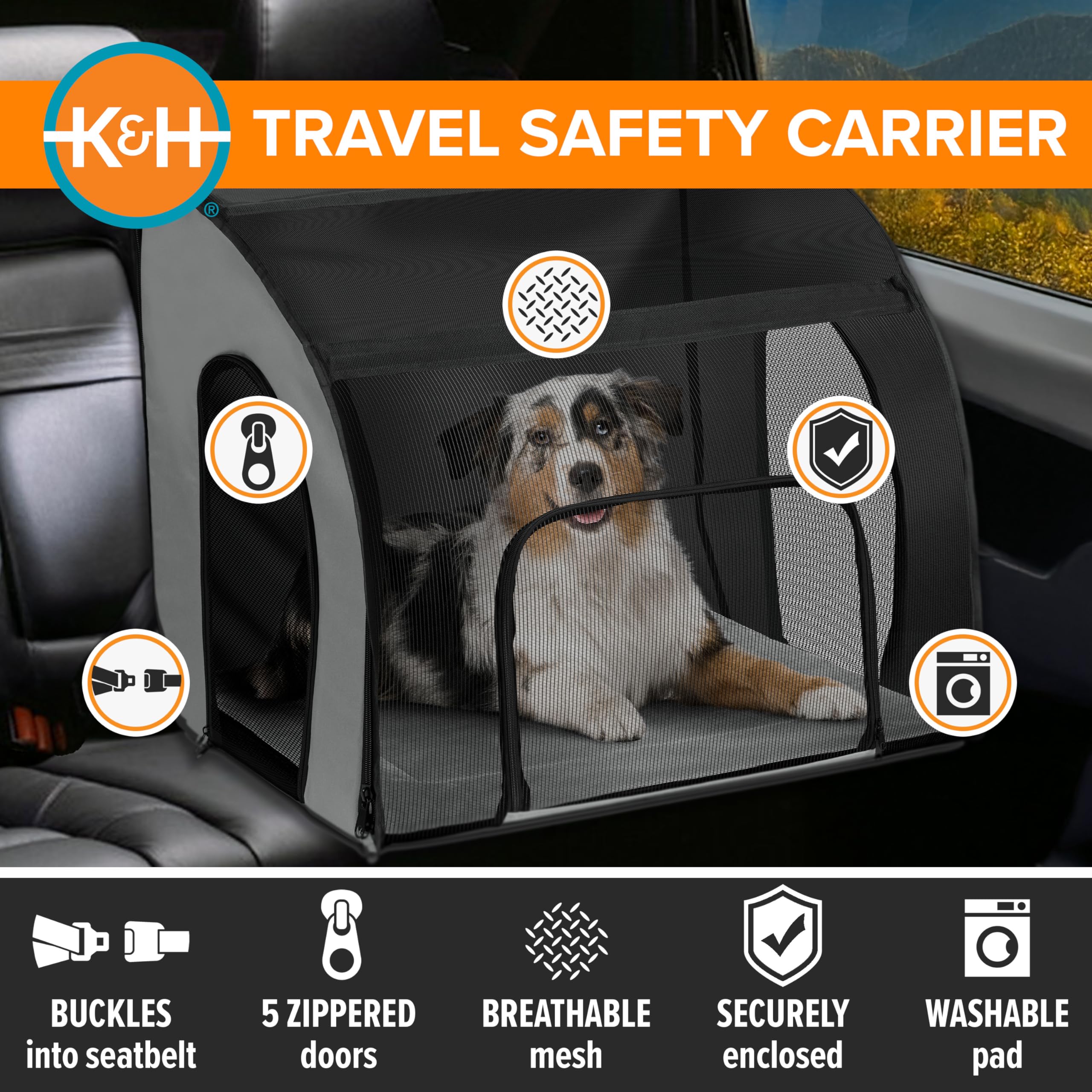 K&H Travel Safety Carrier removable washable pad for quick cleanup