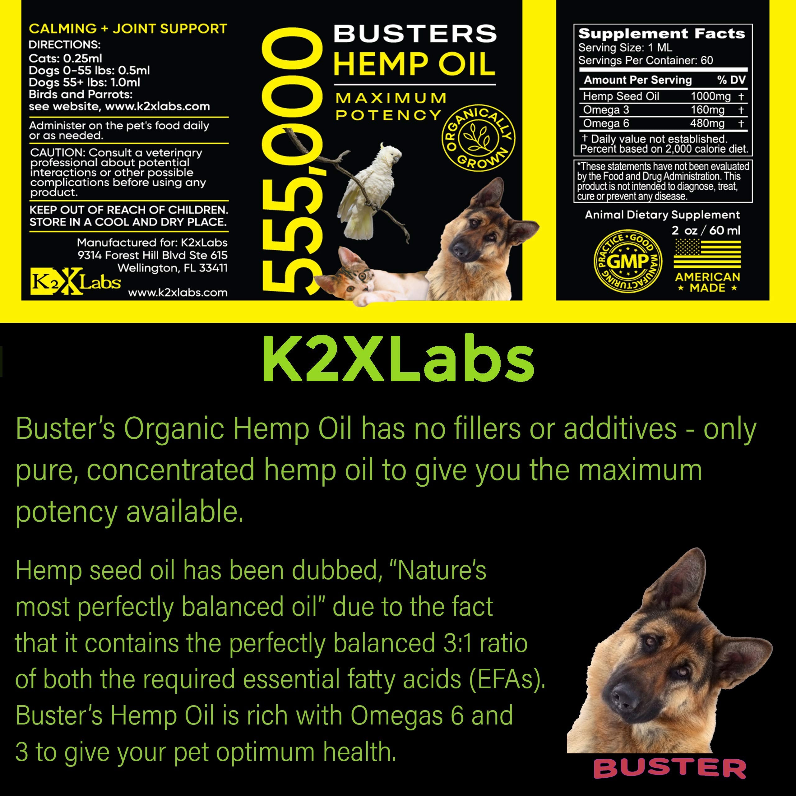 K2xLabs Busters packaging box showing three 60ml bottles