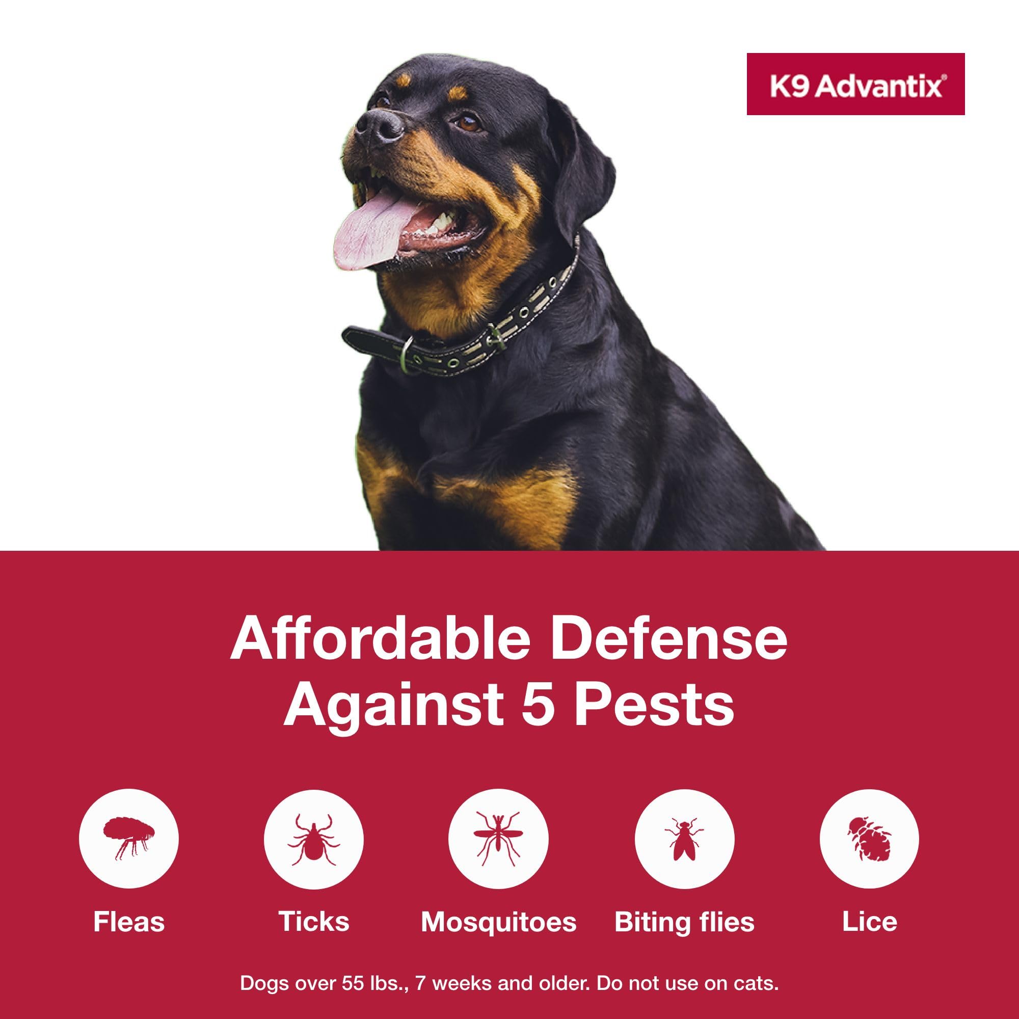 K9 Advantix Extra Large label closeup highlights waterproof, long-lasting formula.