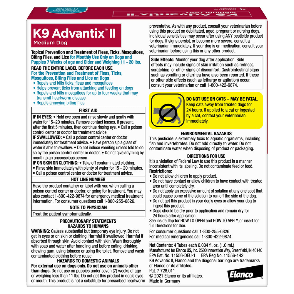 K9 Advantix II kills fleas within 12 hours on contact.