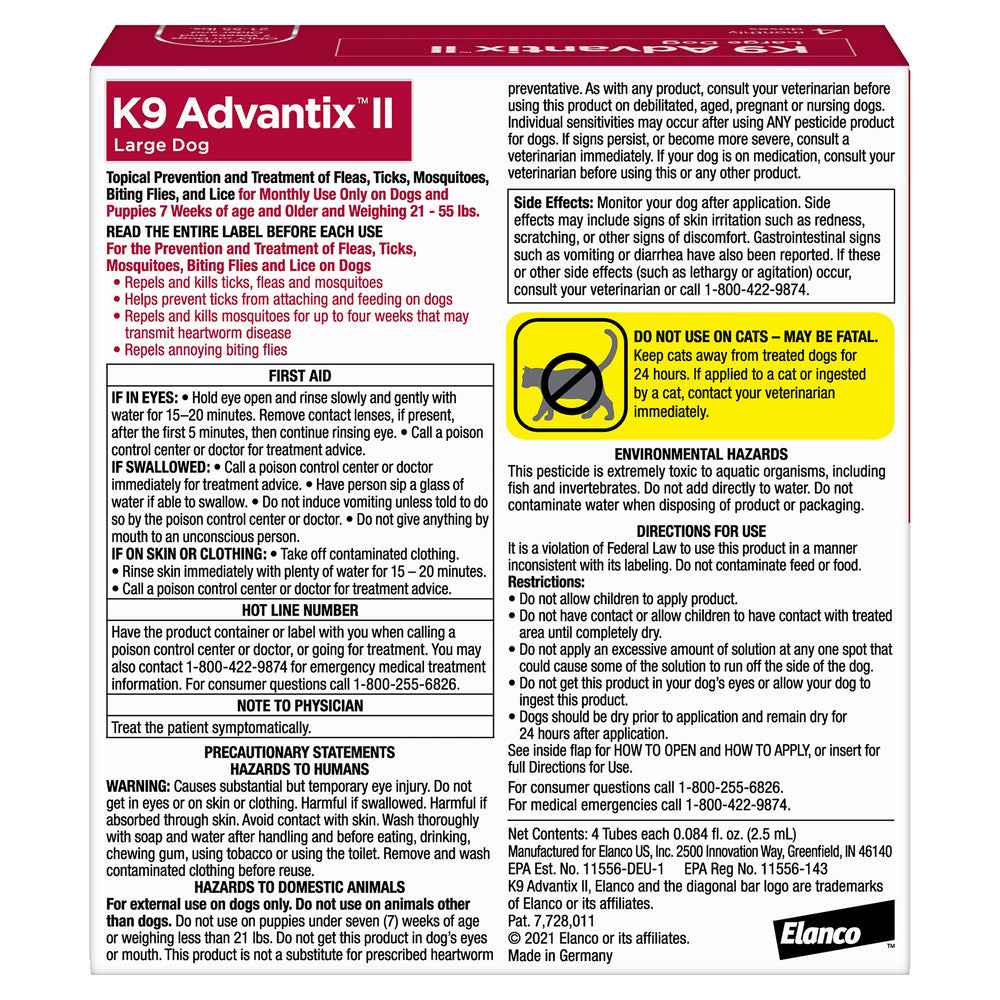 K9 Advantix II large dog bottle-pack display showing convenient dosing.