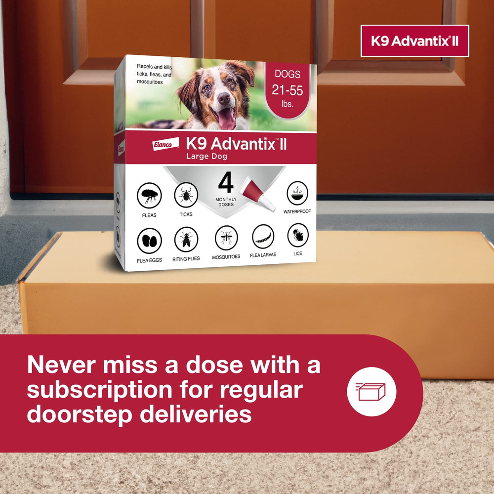 K9 Advantix II no prescription required for monthly protection.