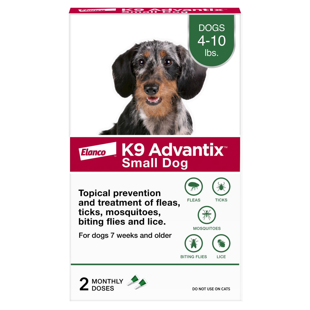 K9 Advantix small dog bottle application showing fast topical protection.