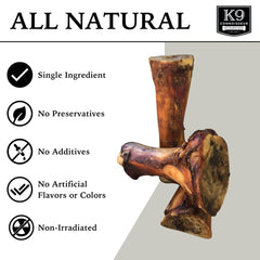 K9 Connoisseur Beef Marrow Large Dog Bone pack view highlighting USA-made sourcing and single-ingredient quality