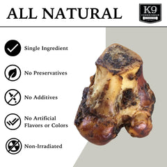 K9 Connoisseur single-ingredient dog bone highlighting pure ingredients.