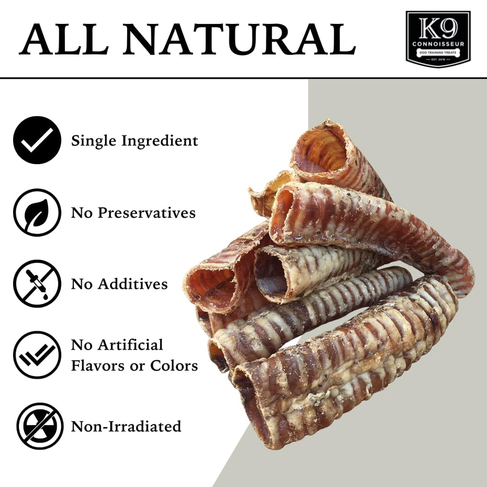 K9 Connoisseur trachea texture close-up shows a natural single-ingredient chew