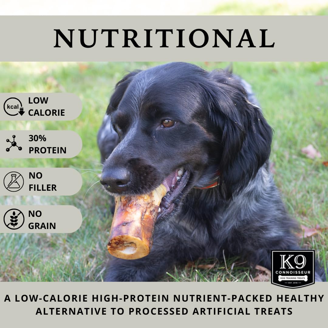 K9 Connoisseur USA-made packaging; trusted single-ingredient bone for healthy treats.