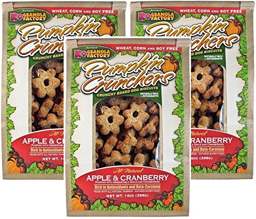 K9 Granola Factory Apple and Cranberry Pumpkin Crunchers 3-pack ideal for daily rewards and training