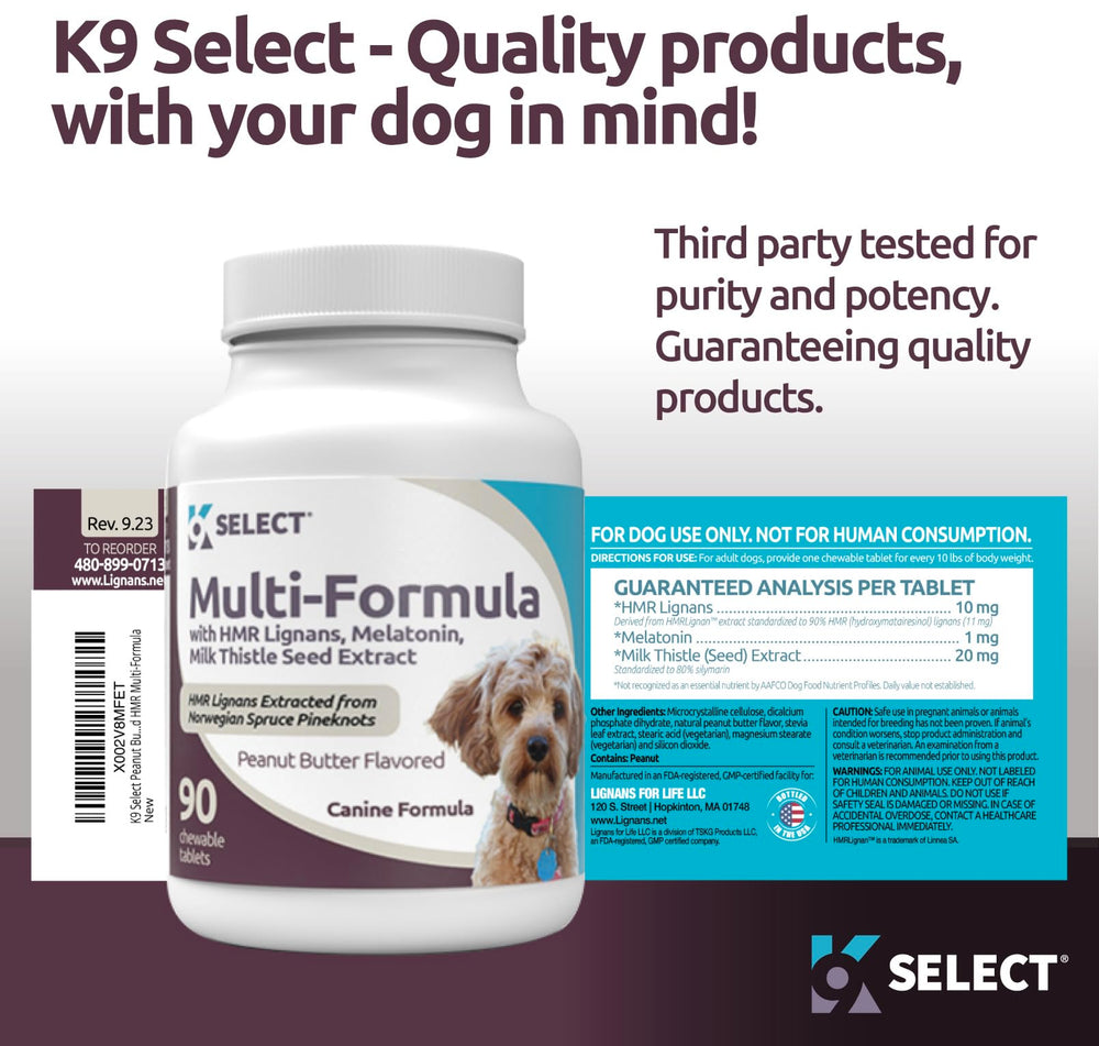 K9 Select 90-tablet bottle ready for convenient daily use.