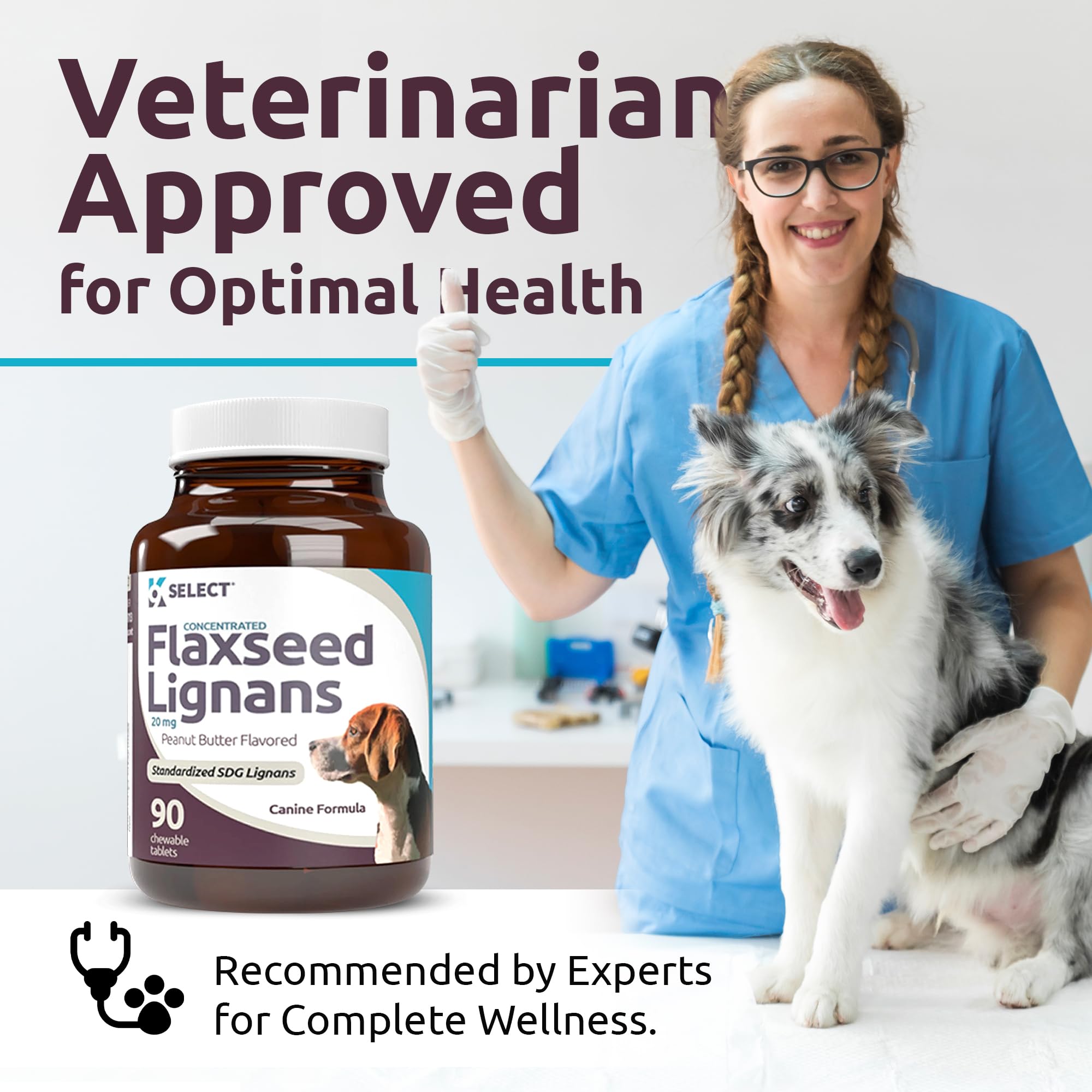 K9 Select chewable tablets in packaging, veterinarian-backed canine wellness option